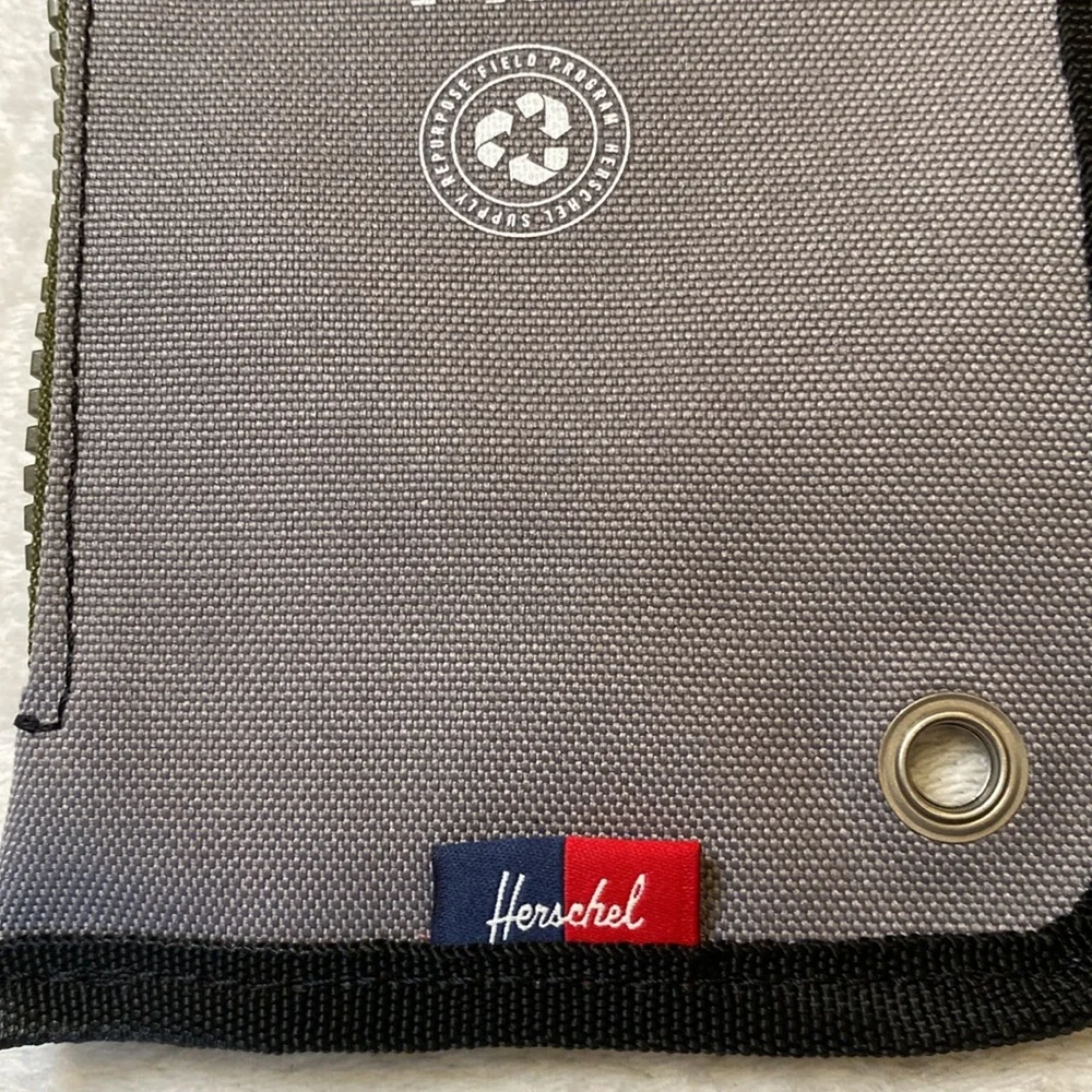 Herschel Supply gray zippered rugged pencil case bright yellow zipper NWOT